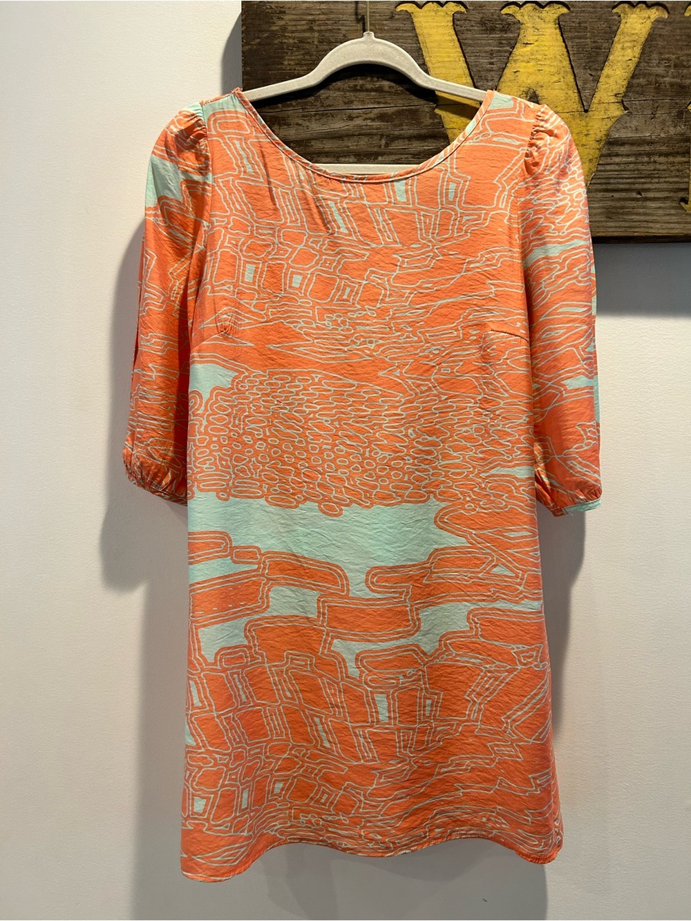 Needle & Thread Coral and Mint Abstract Mini Dress